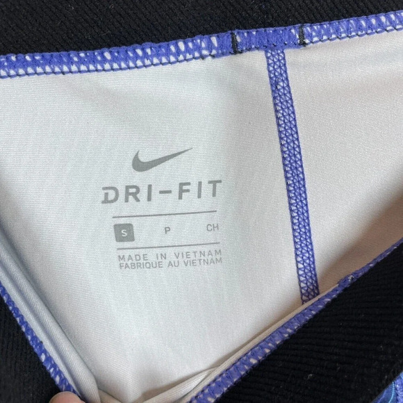 Nike Pro Dry Fit Blue & Black Pyramid Leggings Swoosh Logo Geometric Size S - Picture 6 of 8